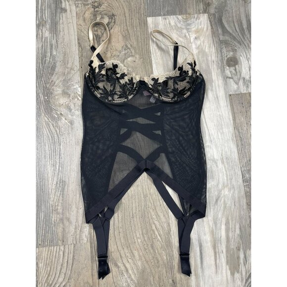 Vintage Y2K 2003 Victoria's Secret Very Sexy Bustier 36B Black Lace Lingerie - Picture 5 of 9